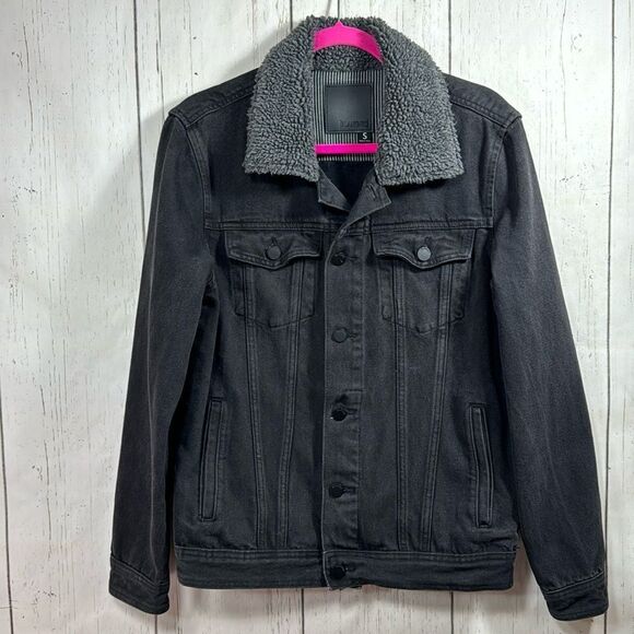 BLANKNYC Black Sherpa Lined Denim Jacket Streetwear Grunge Fall Layering - Picture 1 of 16